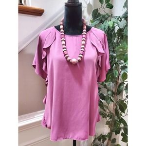 Gibson Latimer Women Purple Polyester Round Neck Short Sleeve Pullover Shirt XL